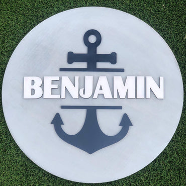 Nautical Round Name sign
