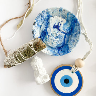 Hamsa Dish and Evil Eye- Blue Gift Set