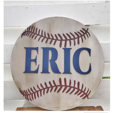 Vintage Baseball Name Sign Round
